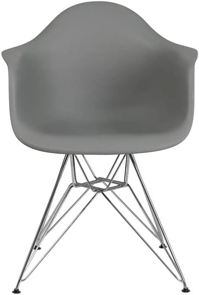 Alt view image 8 of 20 - Alonza Series Moss Gray Plastic Chair with Chrome Base