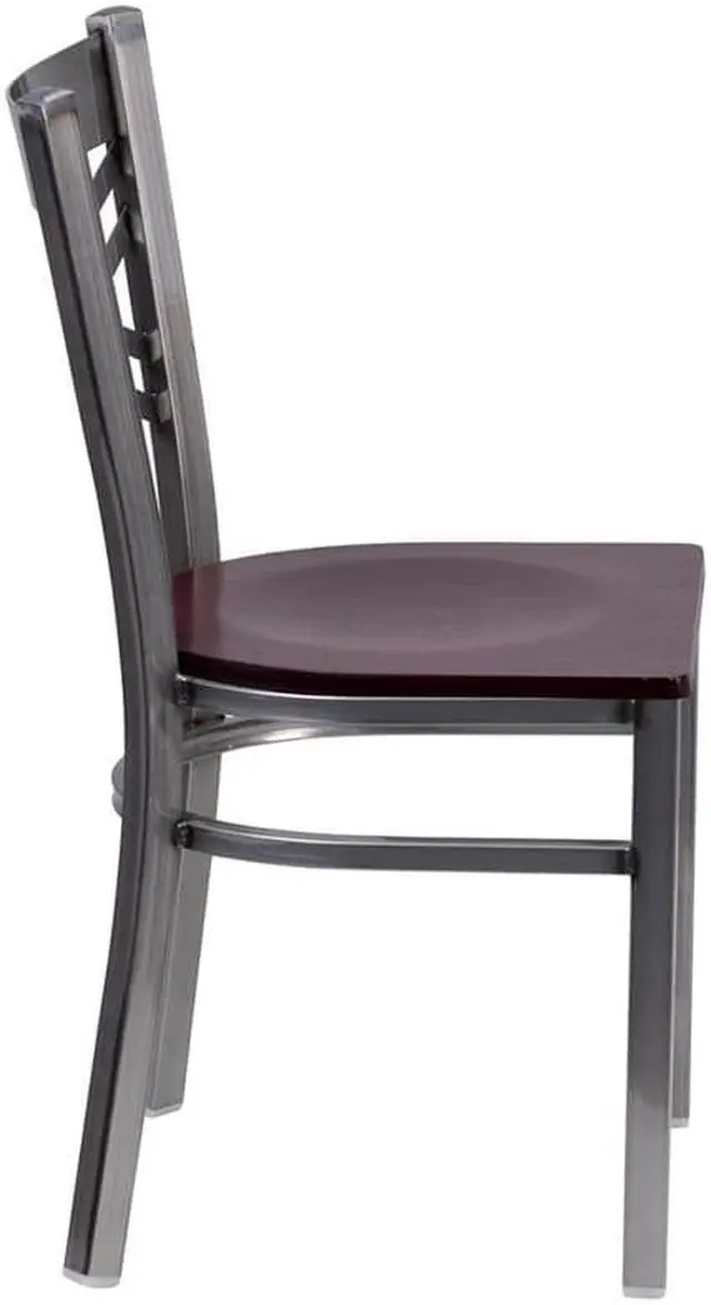 Alt view image 6 of 20 - Flash Furniture HERCULES Series Clear Coated ''X'' Back Metal Restaurant Chair - Mahogany Wood Seat