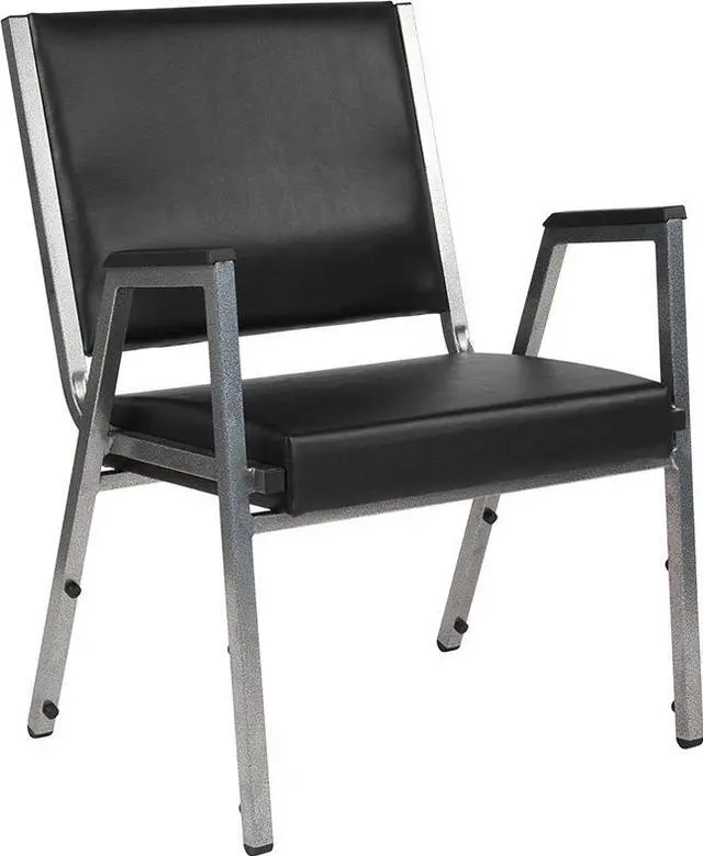 Alt view image 4 of 20 - Flash Furniture HERCULES Series 1500 lb. Rated Antimicrobial Vinyl Bariatric Arm Chair with Silver Vein Frame, Black