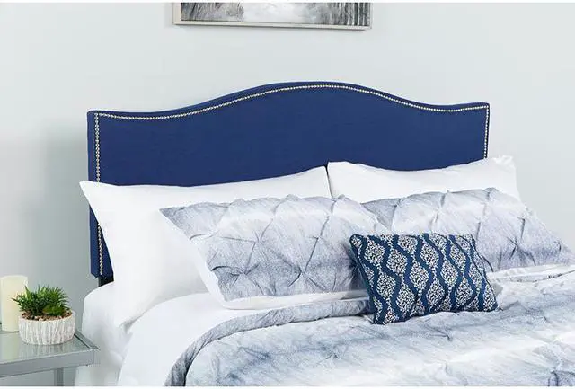 Alt view image 8 of 18 - Cambridge Tufted Upholstered Queen Size Headboard in Navy Fabric