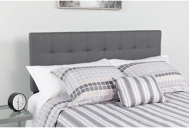 Alt view image 5 of 16 - Bedford Tufted Upholstered Queen Size Headboard in Dark Gray Fabric