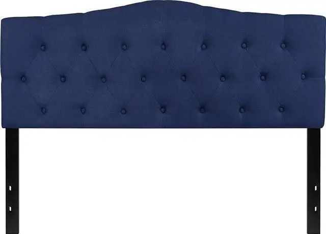 Alt view image 9 of 18 - Cambridge Tufted Upholstered Queen Size Headboard in Navy Fabric