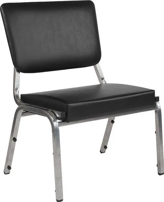 Main image of HERCULES Series 1500 lb. Rated Black Antimicrobial Vinyl Bariatric Medical Reception Chair with 3/4 Panel Back