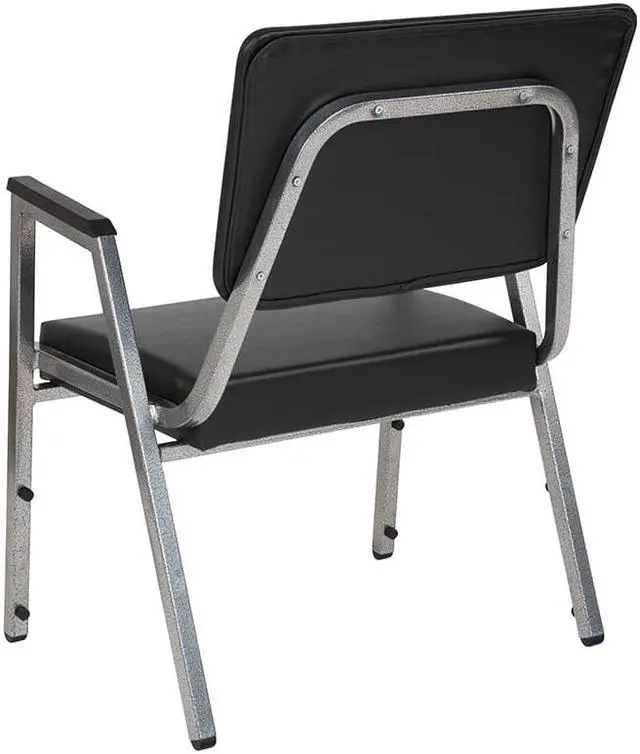 Alt view image 6 of 20 - Flash Furniture HERCULES Series 1500 lb. Rated Antimicrobial Vinyl Bariatric Arm Chair with 3/4 Panel Back and Silver Vein Frame, Black