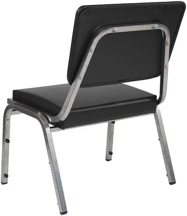 Alt view image 3 of 20 - HERCULES Series 1500 lb. Rated Black Antimicrobial Vinyl Bariatric Medical Reception Chair with 3/4 Panel Back