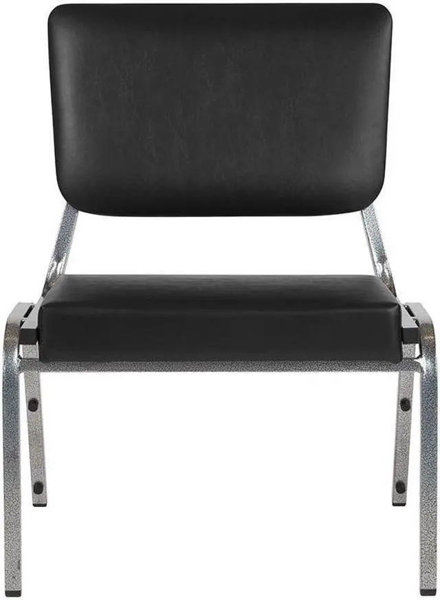 Alt view image 4 of 20 - HERCULES Series 1500 lb. Rated Black Antimicrobial Vinyl Bariatric Medical Reception Chair with 3/4 Panel Back