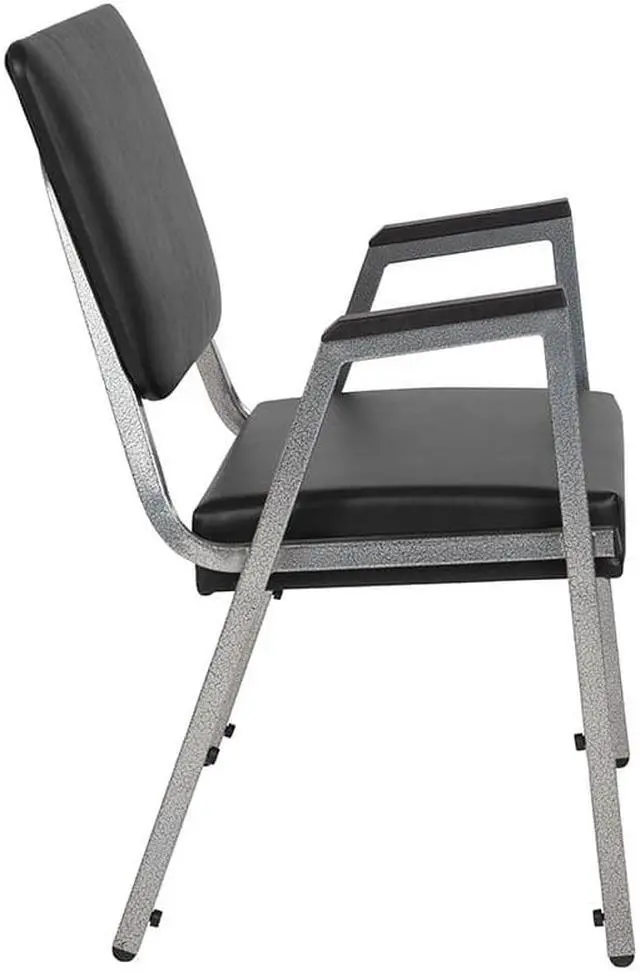 Alt view image 5 of 20 - Flash Furniture HERCULES Series 1500 lb. Rated Antimicrobial Vinyl Bariatric Arm Chair with 3/4 Panel Back and Silver Vein Frame, Black