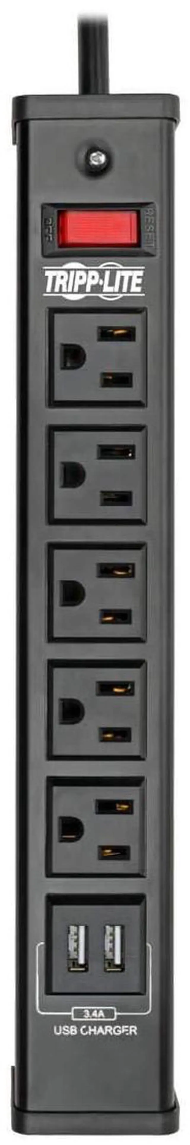 Alt view image 4 of 18 - TRIPP LITE TLM526USBB 6.0 Feet 5 Outlets 450 Joules Surge Protector