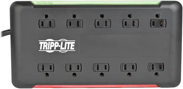 Alt view image 3 of 20 - Tripp Lite 10-Outlet Surge Protector Power Strip 6 ft. Cord 2880 Joules Black (TLP1006B)