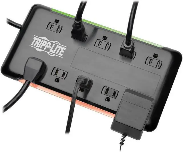 Alt view image 7 of 20 - Tripp Lite 10-Outlet Surge Protector Power Strip 6 ft. Cord 2880 Joules Black (TLP1006B)