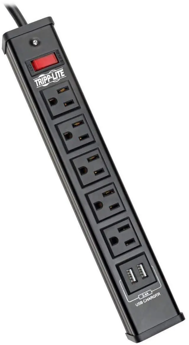 Alt view image 2 of 18 - TRIPP LITE TLM526USBB 6.0 Feet 5 Outlets 450 Joules Surge Protector