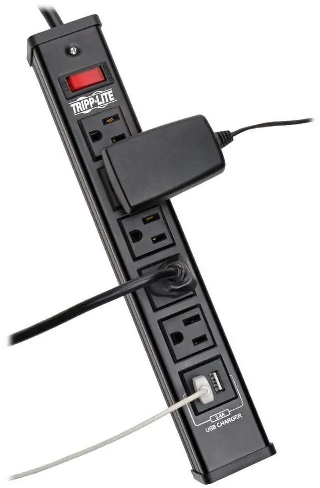 Alt view image 3 of 18 - TRIPP LITE TLM526USBB 6.0 Feet 5 Outlets 450 Joules Surge Protector