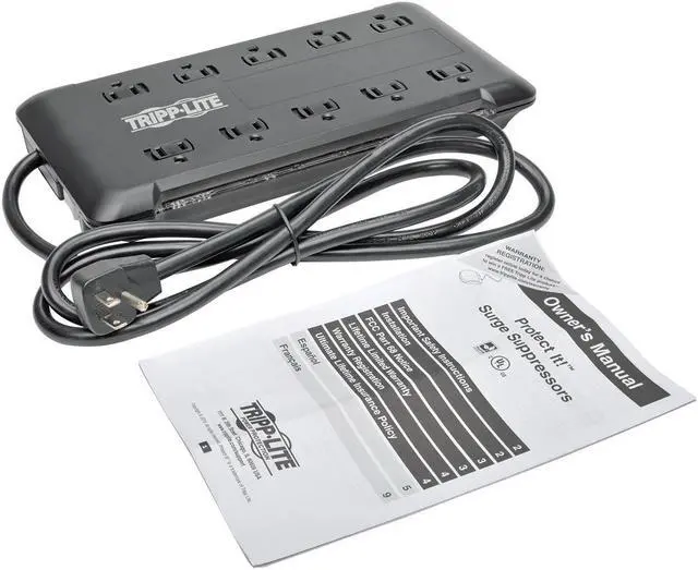 Alt view image 8 of 20 - Tripp Lite 10-Outlet Surge Protector Power Strip 6 ft. Cord 2880 Joules Black (TLP1006B)