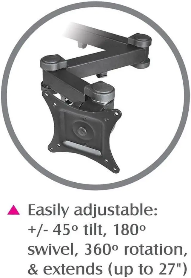 Alt view image 3 of 6 - SIIG Articulating Adjustable Quad 4-Monitor Desk Mount - Fits 13" to 27" Monitors - (CE-MT0S12-S1)