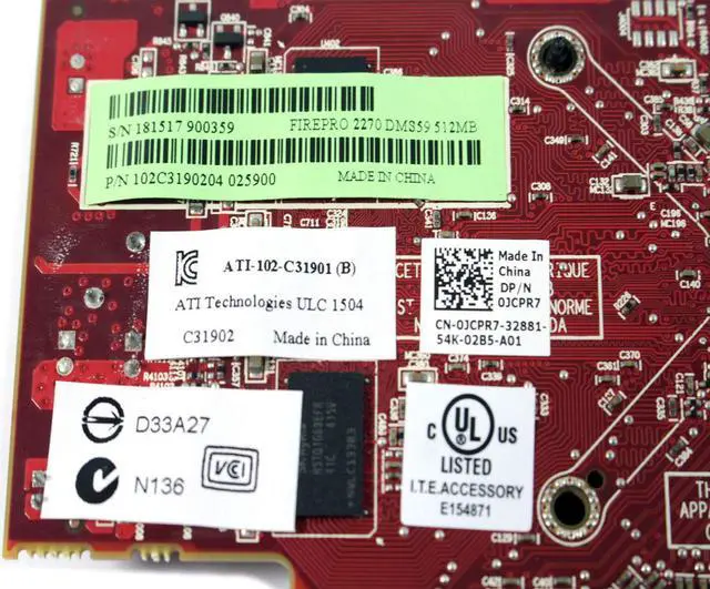 Alt view image 3 of 4 - Dell JCPR7 ATI FirePro 2270 512MB DDR3 64Bit PCIe 2.0 x16 Workstation Video Card