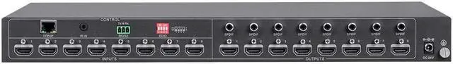 Alt view image 11 of 20 - Monoprice Blackbird 4K 8x8 HDMI Matrix Switch with HDMI 2.0, Supports HDR, 18Gbps, 4K@60Hz YCbCr 4:4:4, 8 S/PDIF Outputs, HDCP 2.2