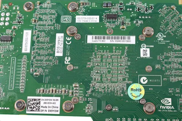 Alt view image 6 of 6 - Genuine Dell X9YDW T939K NVIDIA Quadro FX 3800 1 GB GDDR3 PCI-E PCI-Express 2.0 x16 DVI Dual DisplayPort Full Height Graphics Video Card Compatible Part Numbers: X9YDW T939K