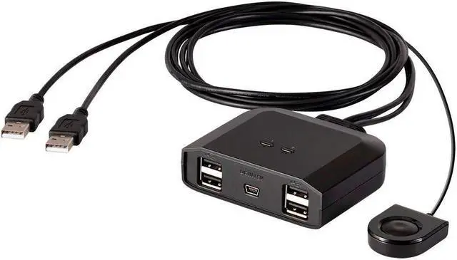 Alt view image 6 of 13 - Monoprice 2x4 USB 2.0 Peripheral Sharing Switch, Allows 2 Computers to Share 4 USB Devices