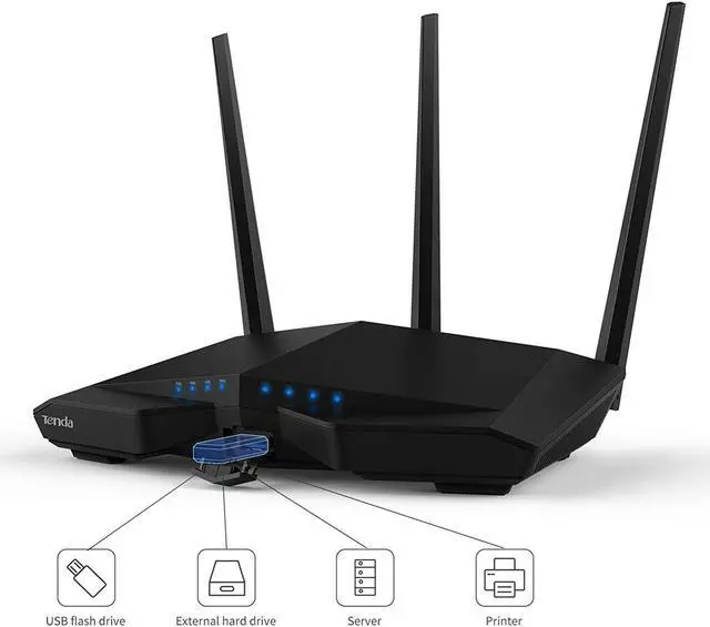 Alt view image 4 of 14 - Tenda AC18 AC1900 Smart Dual-Band Gigabit Wi-Fi Router