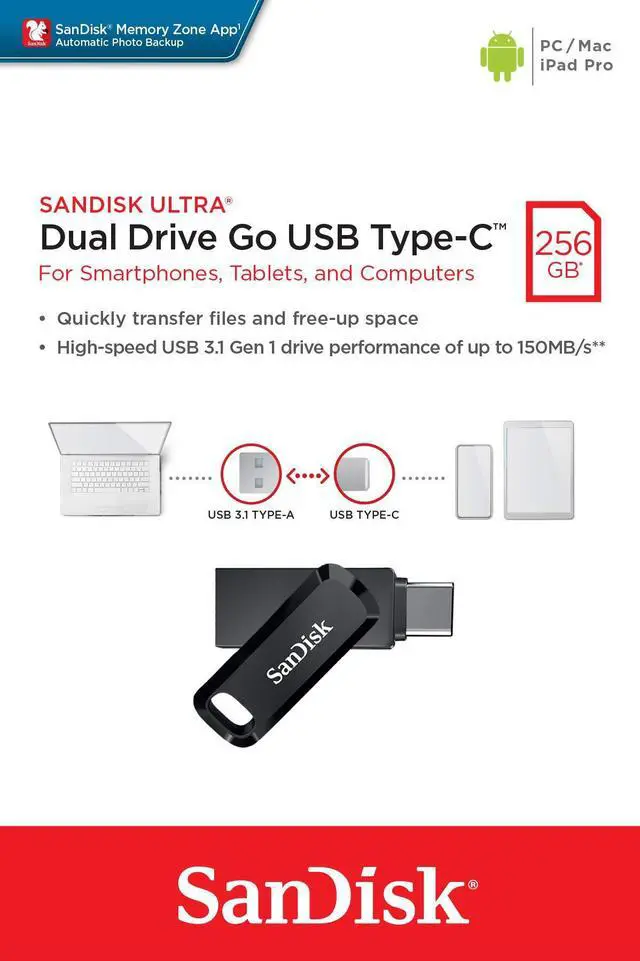 Alt view image 6 of 7 - SanDisk 256GB Ultra Dual Drive Go USB Type-C Flash Drive - SDDDC3-256G-G46