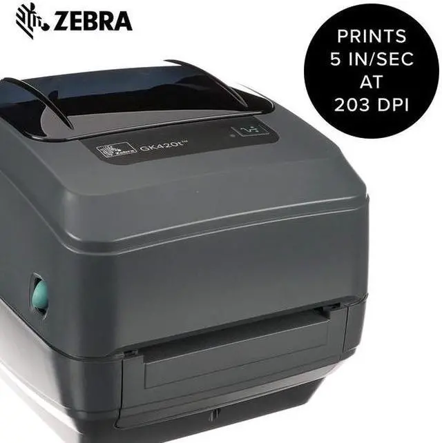 Alt view image 2 of 7 - Zebra - GK420t Thermal Transfer Desktop Printer for labels, Receipts, Barcodes, Tags, and Wrist Bands - Print Width of 4 in - USB and Ethernet Port Connectivity - GK42-102210-000