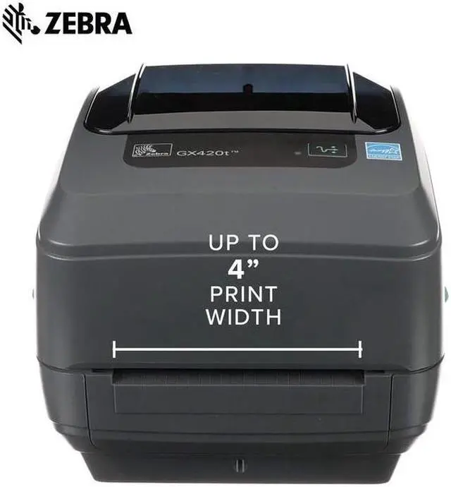 Alt view image 3 of 6 - Zebra - GX420t Thermal Transfer Desktop Printer for labels, Receipts, Barcodes, Tags, and Wrist Bands - Print Width of 4 in - USB, Serial, and Ethernet Port Connectivity - GX42-102410-000,Black