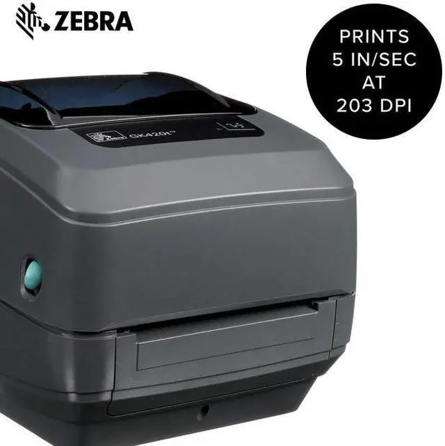 Alt view image 2 of 7 - Zebra - GK420t Thermal Transfer Desktop Printer for labels, Receipts, Barcodes, Tags, and Wrist Bands - Print Width of 4 in - USB, Serial, and Parallel Connectivity - GK42-102510-000