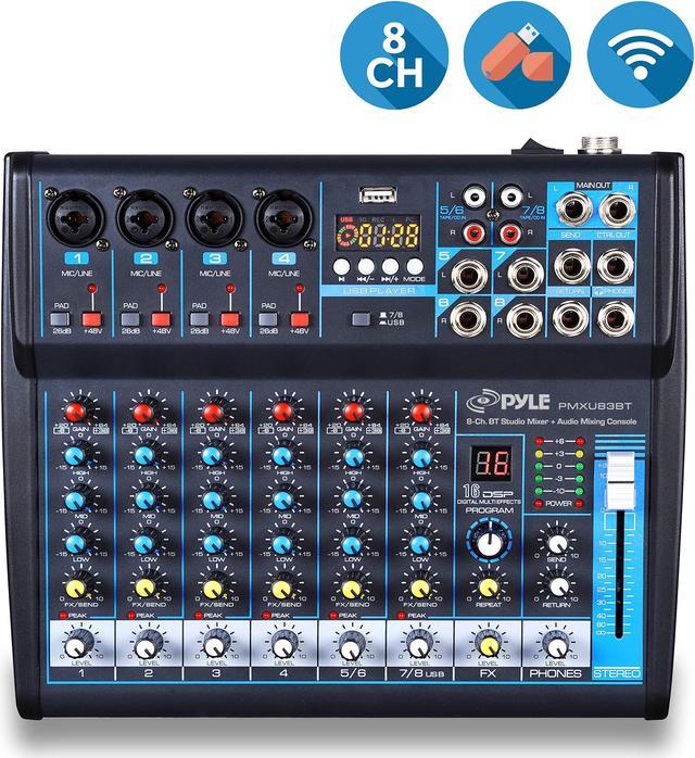 Professional Audio Mixer, Sound Board Console System, Interface 4 Channel  Digital USB Bluetooth MP3 Computer Input 48V Phantom Power Stereo DJ Studio  Streaming FX 16-Bit DSP Processor 