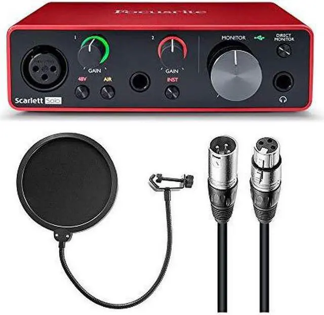 Main image of Focusrite Scarlett Solo USB Audio Interface (3rd Gen) with Pop Filter & XLR-XLR Cable Bundle