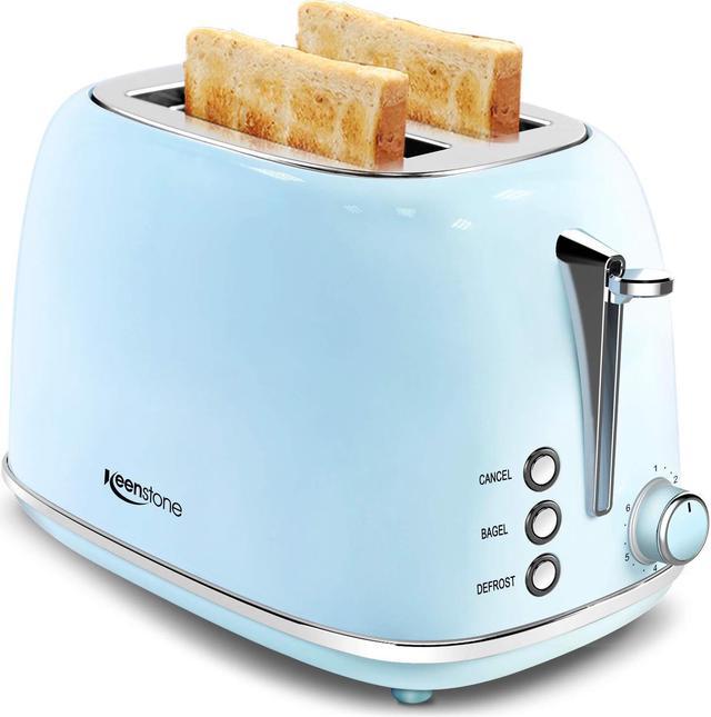 2 Slice Toaster Retro Stainless Steel Toaster with Bagel, Cancel, Defrost  Function and 6 Bread Shade Settings Bread Toaster, Extra Wide Slot and  Removable Crumb Tray, Blue 