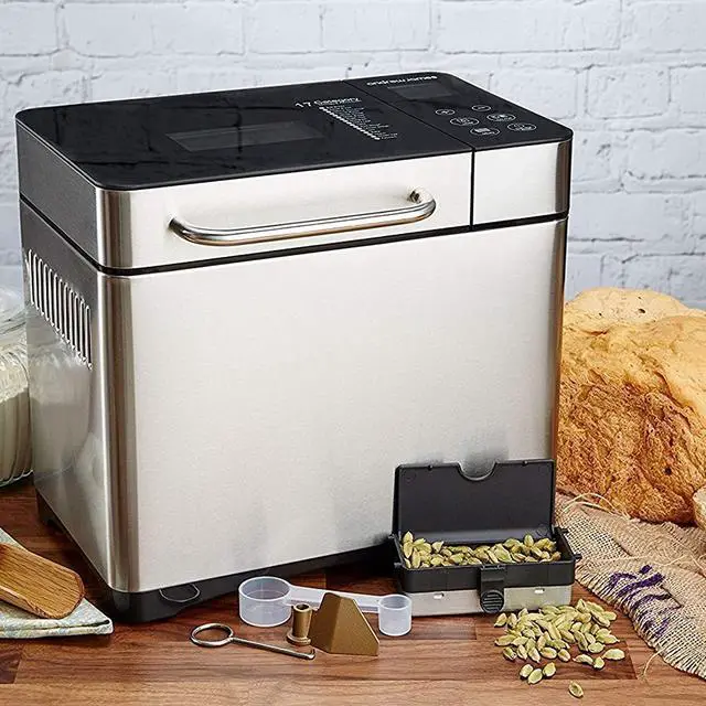 Alt view image 7 of 7 - KBS Pro Stainless Steel Bread Machine, 2LB 17-in-1 Programmable XL Bread Maker with Fruit Nut Dispenser, Nonstick Ceramic Pan& Digital Touch Panel, 3 Loaf Sizes 3 Crust Colors, Reserve& Keep Warm Set