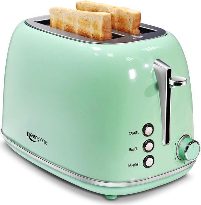 Keenstone 2 Slice Toaster Retro Stainless Steel Toaster, Green 