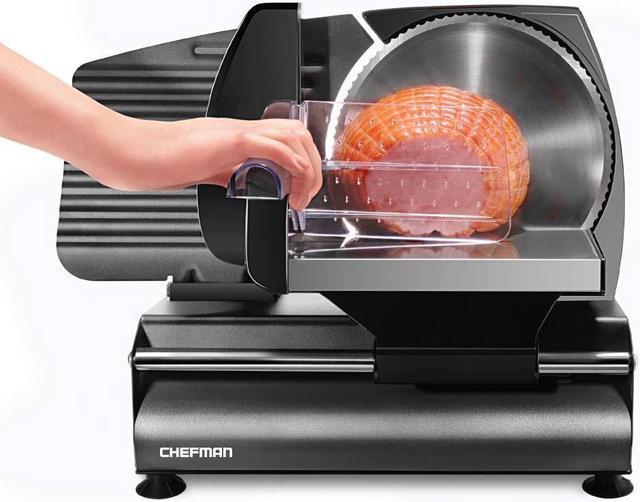 Chefman Die-Cast Electric Deli & Food Slicer Cuts Meat, Cheese, Bread,  Fruit & Vegetables, Adjustable Slice Thickness, Stainless Steel Blade, Safe  Non-Slip Feet, For Home Use, Easy To Clean, Black 