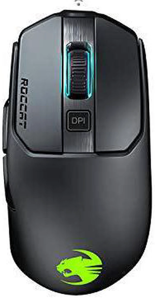 Main image of ROCCAT Kain 200 Wireless PC Gaming Mouse, AIMO RGB Backlit Lighting, Owl-Eye Optical Sensor, Ergonomic Mouse Feel, 5 Side Buttons, Adjustable Up to 16,000 DPI, Up to 50 Hour Battery Life, Black