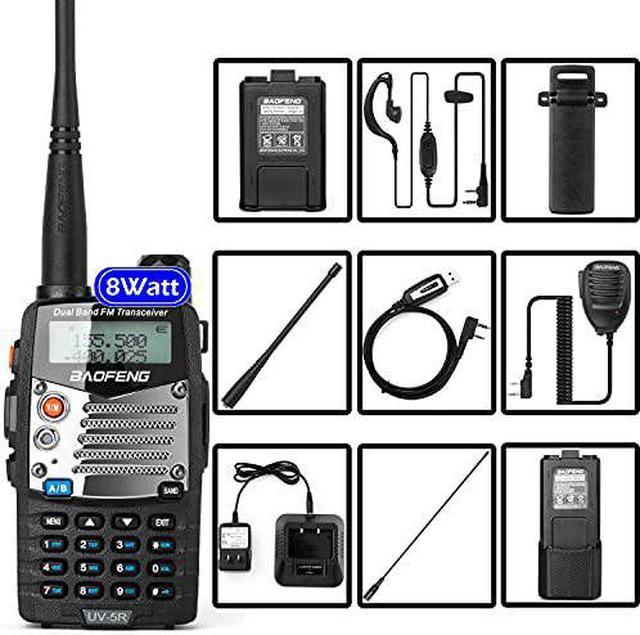 BaoFeng (UV-5R Pro) Ham Radio Handheld Walkie Talkies UHF VHF Dual Band 2-Way  Radio Full Kit with an Extra 3800mAh Battery, Earpiece and Programming Cable  (1 Pack) Radios
