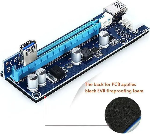 Alt view image 3 of 7 - CORN Mining Riser Card PCIE Mining Rig USB 3.0 GPU Riser Adapter Monero ETH BTC Miner with USB 3.0 Data Cable 60CM 15Pin SATA to 6Pin Power Cable Adhesive Pad VER006C Riser Cables 6 Pack