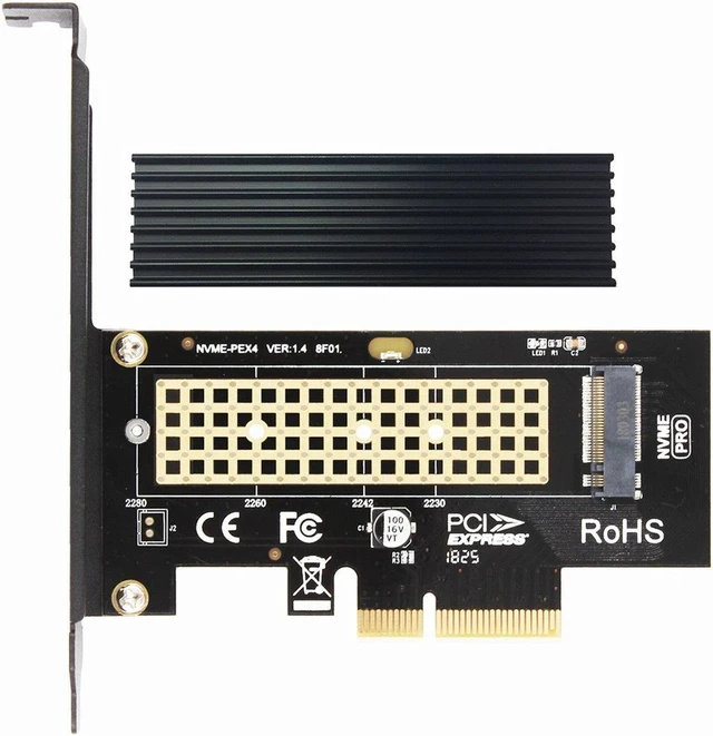 Main image of GLOTRENDS M.2 PCIe NVMe/AHCI SSD to PCIe 3.0 x 4 Adapter Card with Aluminum Heatsink (PA09_HS)