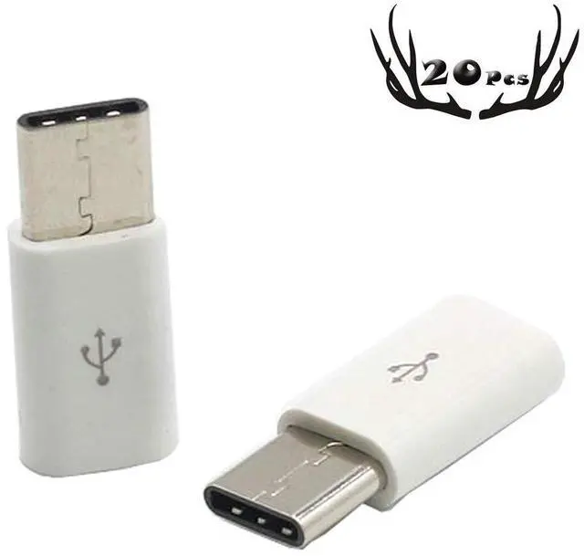 Main image of 20 Pack Micro USB to USB C Adapter, Converts Micro USB Female to USB C Male, USB Type C Adapter, Works with Samsung Galaxy S8 Plus Note 9 8,LG V20 G5 G6,Moto Z Z2,Nintendo Switch,More White