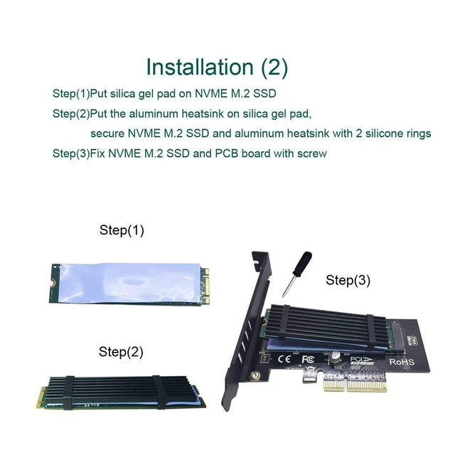 Alt view image 7 of 7 - GLOTRENDS M.2 PCIe NVMe/AHCI SSD to PCIe 3.0 x 4 Adapter Card with Aluminum Heatsink (PA09_HS)