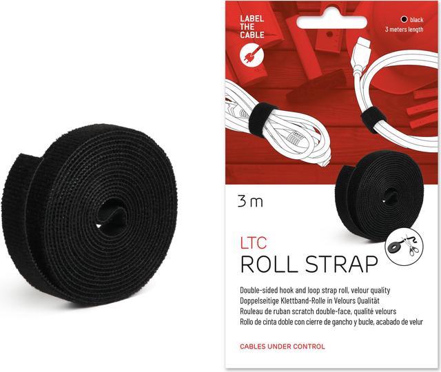 Cable Managment Hook and Loop Tape, 9.8 ft (3 m), Black, Velour