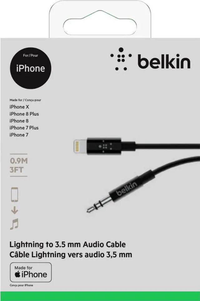 Alt view image 2 of 20 - Belkin - 3' Lightning-to-3.5mm Audio Cable - Black
