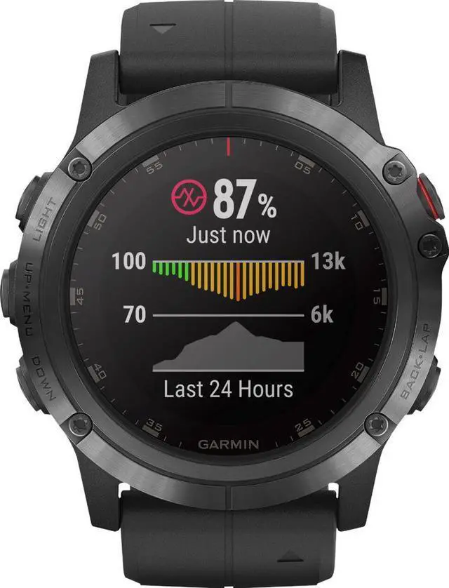 Alt view image 8 of 20 - Garmin fenix 5X Plus Sapphire Black with Black Band 5X Plus Sapphire Black with Black Band