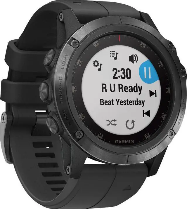 Alt view image 5 of 20 - Garmin fenix 5X Plus Sapphire Black with Black Band 5X Plus Sapphire Black with Black Band
