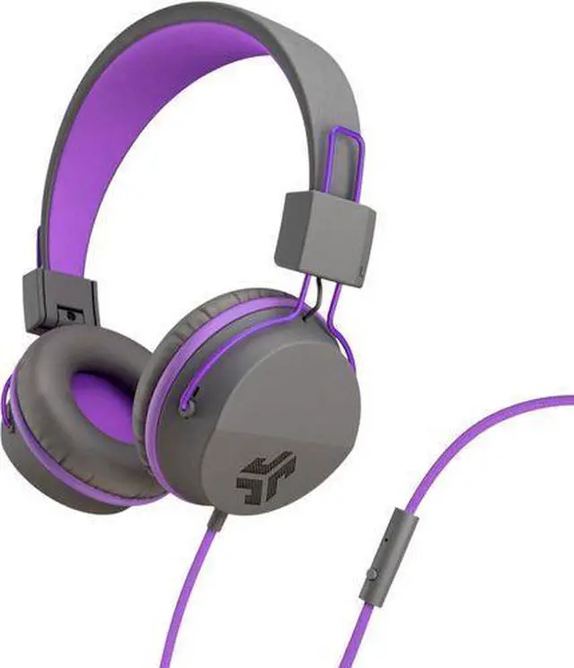 Main image of JLab JBuddies Studio On-Ear Kids Wired Headphones, For School & Travel, 3.5mm Plug, Kid Safe, Studio Volume Safe, Volume Limiter, Folding, Adjustable, Noise Isolation, with Mic, Graphite/Purple