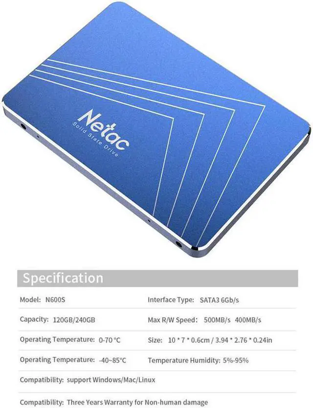 Alt view image 5 of 5 - Netac N600S 256GB SSD 2.5 Inch Solid State Drive SATA3 Interface Read Speed Up to 560MB/s