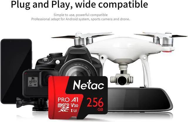 Alt view image 5 of 7 - Netac P500 Extreme Pro Micro SD Card TF Card Flash Memory Card MicroSDXC V30/A1/C10 High Speed Up to 100MB/s Retail Pack with SD Adapter