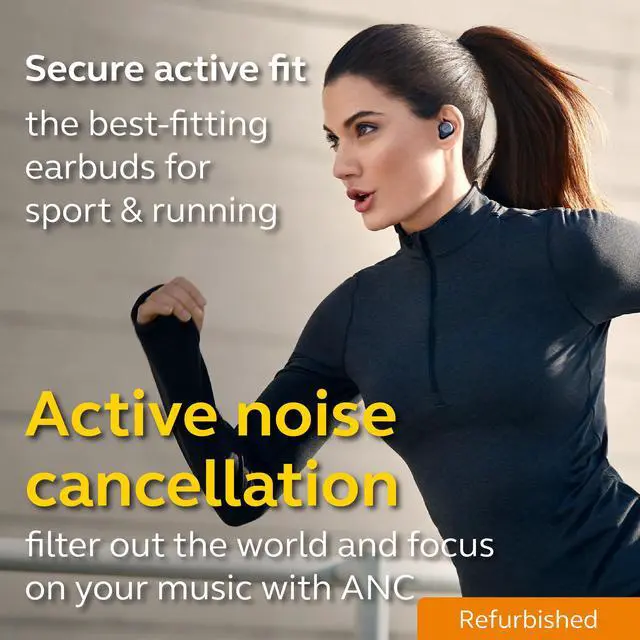 Alt view image 2 of 6 - Jabra Elite Active 75t Navy Voice Assistant Enabled True Wireless Sports Earbuds with Charging Case