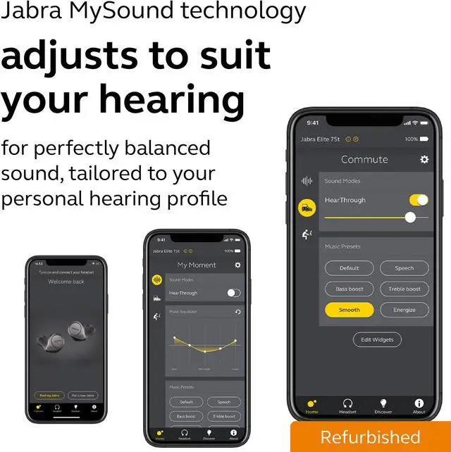 Alt view image 5 of 6 - Jabra Elite Active 75t Navy Voice Assistant Enabled True Wireless Sports Earbuds with Charging Case