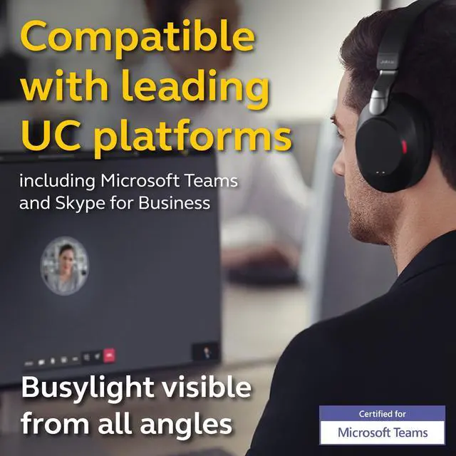 Alt view image 10 of 11 - Jabra Evolve2 85 Link380c MS Stereo - Black Wireless Headset / Music Headphones (Microsoft Teams, USB Type-C, Noise-Canceling)
