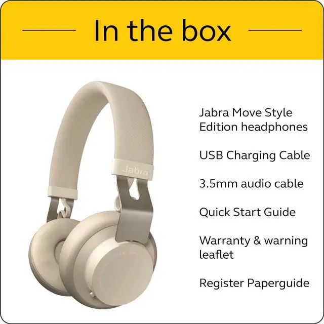 Alt view image 12 of 12 - Jabra Move Style Edition, Gold Wireless Bluetooth Music Headphones